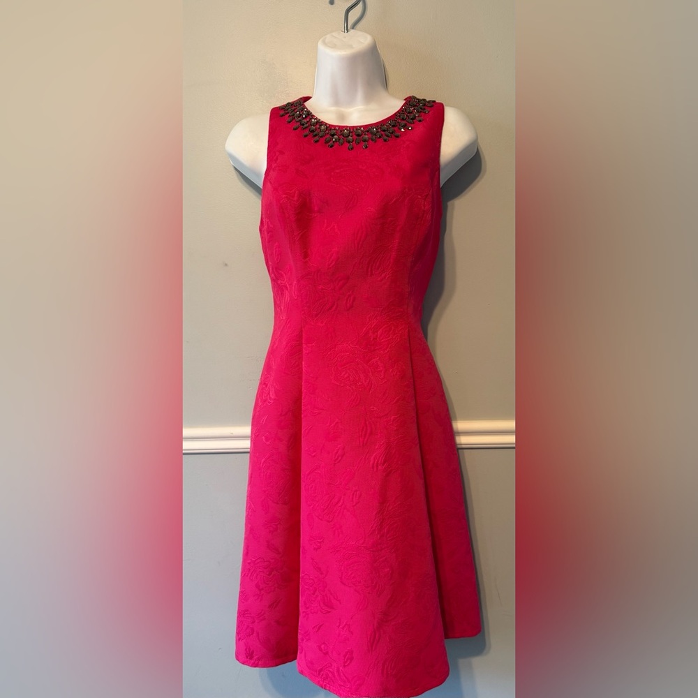 London Times Pink Fit and Flare Mini Dress